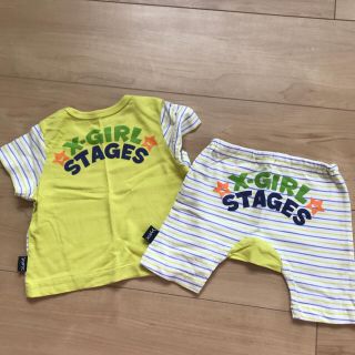 エックスガールステージス(X-girl Stages)のx-girl  6m（60-70） 上下セット①  美品(Ｔシャツ)