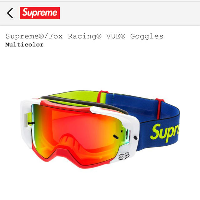 supreme × fox racing / Vue Goggles /