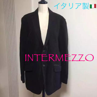 R806 INTERMEZZO 黒 ジャケット 紳士 イタリア製 レザー (テーラードジャケット)