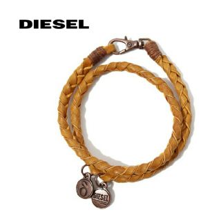 ディーゼル(DIESEL)の新品 DIESEL 本革 レザー 二重 ブレスレット キャメル イエロー(ブレスレット/バングル)