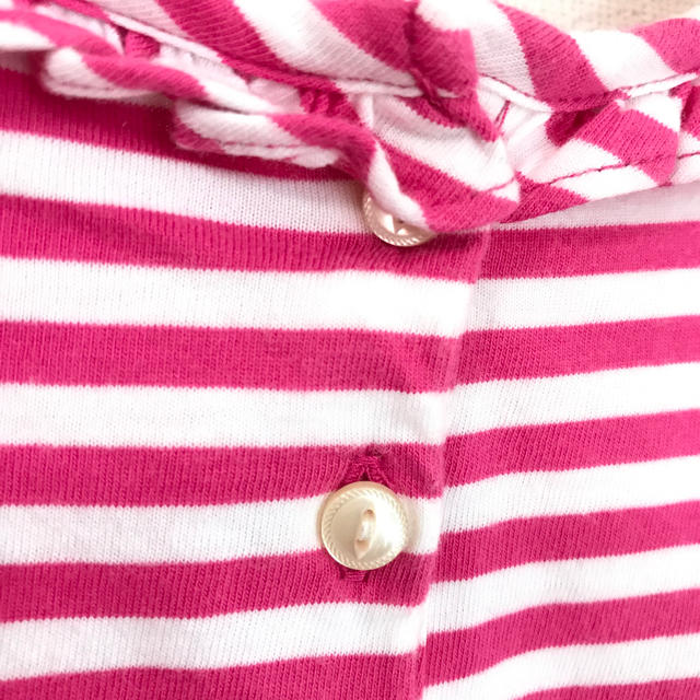 Ralph Lauren(ラルフローレン)のラルフローレン ロングTシャツ ピンク×白 12M 綿100% キッズ/ベビー/マタニティのベビー服(~85cm)(Ｔシャツ)の商品写真