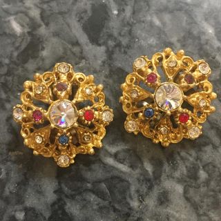 グリモワール(Grimoire)のVintage gold stone earring 70s(イヤリング)