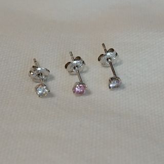 テイクアップ(TAKE-UP)の14K WG キュービックジルコニアピアス 3個セット(ピアス)