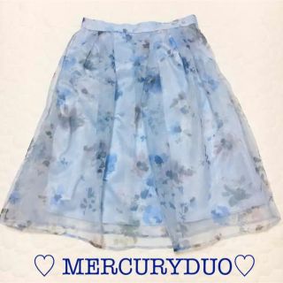 マーキュリーデュオ(MERCURYDUO)の♡新品未使用♡ マーキュリーデュオ オーガンジー フラワースカート 花柄(ひざ丈スカート)