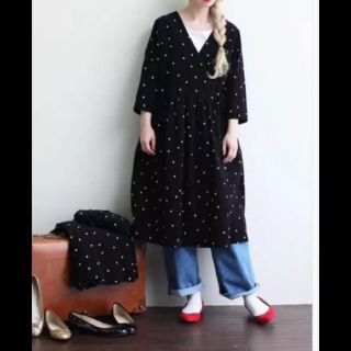 ドットアンドストライプスチャイルドウーマン(Dot&Stripes CHILDWOMAN)のシャツコール ドット柄カシュクールワンピース (ひざ丈ワンピース)