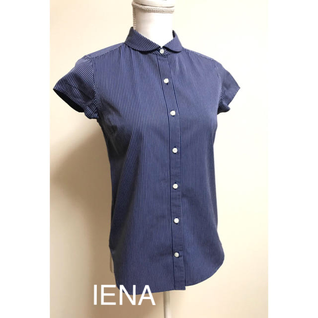 IENA(イエナ)のIENA   ブルー ストライプ 半袖   コットンブラウス レディースのトップス(シャツ/ブラウス(半袖/袖なし))の商品写真