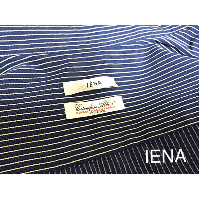 IENA(イエナ)のIENA   ブルー ストライプ 半袖   コットンブラウス レディースのトップス(シャツ/ブラウス(半袖/袖なし))の商品写真