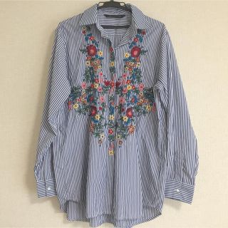 ザラ(ZARA)のzara 刺繍 シャツ(シャツ/ブラウス(長袖/七分))