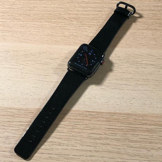 Apple Watch用ベルト ヒンジ黒でスペースグレーとマッチ！(レザーベルト)