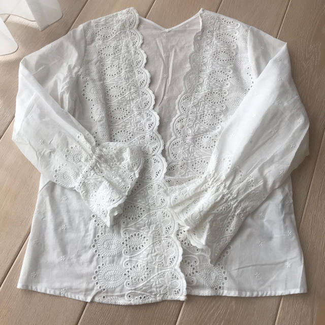 フロントスカラレースブラウス  17SS  cotton100%