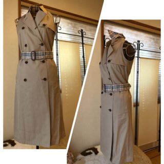 バーバリー(BURBERRY)の超美品バーバリーBurberry上質コットンノースリーブワンピース♫お買い得品(ひざ丈ワンピース)