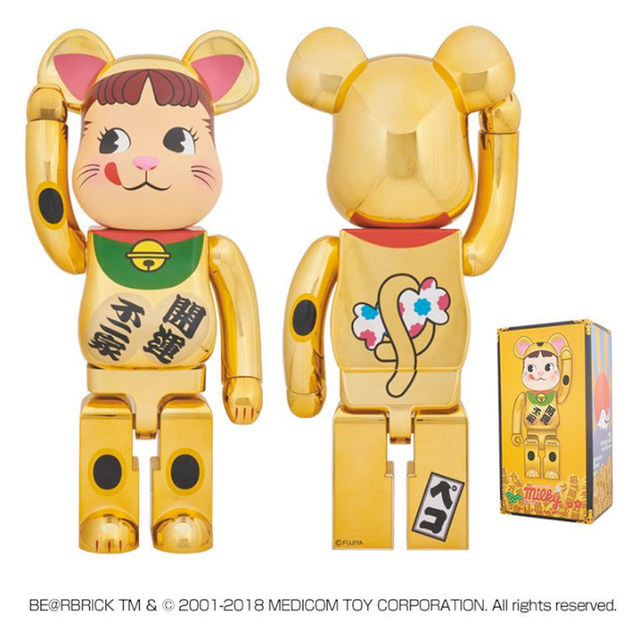 BE@RBRICK 招き猫ペコちゃん 金メッキ 1000% クリアランス販売店 エンタメ/ホビー