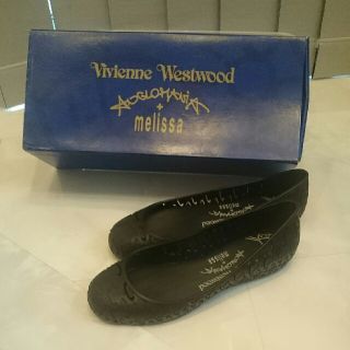 ヴィヴィアンウエストウッド(Vivienne Westwood)のVivienne Westwood melissa オーブ総柄フラットパンプス黒(ハイヒール/パンプス)