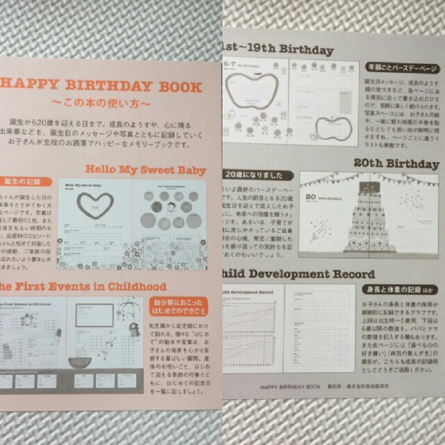 HAPPY BIRTHDAY BOOK 成長記録の本 メモリーブック キッズ/ベビー/マタニティのメモリアル/セレモニー用品(アルバム)の商品写真