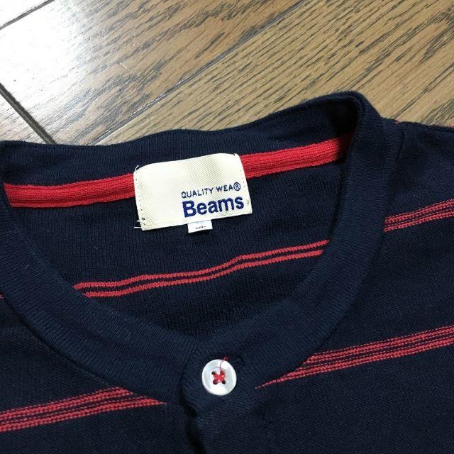 BEAMS(ビームス)の美品BEAMS ボーダーヘンリネックカットソー　ビームス メンズのトップス(Tシャツ/カットソー(半袖/袖なし))の商品写真