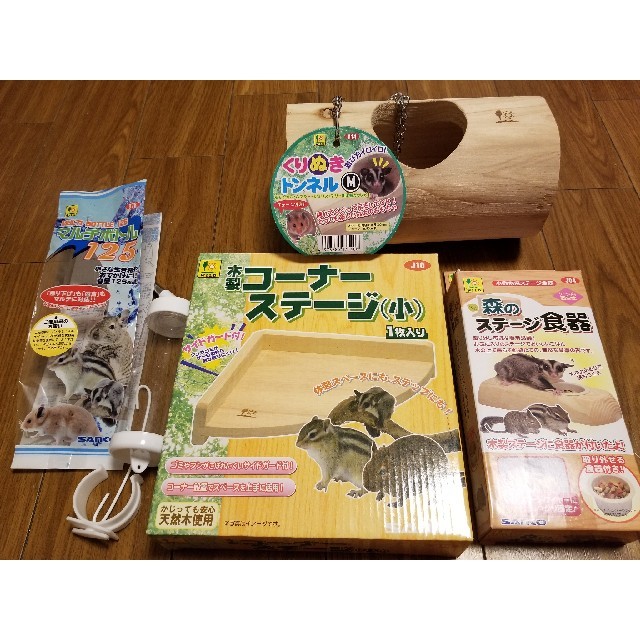 小動物 ペット用 木製ステージ 食器 トンネル 給水ボトル その他のペット用品(その他)の商品写真