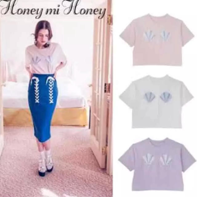 Honey mi Honey(ハニーミーハニー)のハニーミーハニー♡シェルTシャツ♡ レディースのトップス(Tシャツ(半袖/袖なし))の商品写真