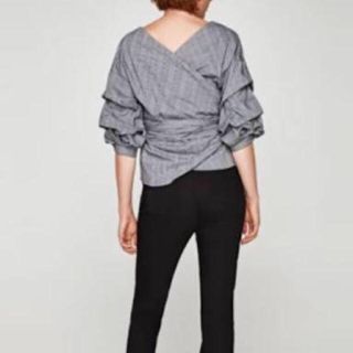 ザラ(ZARA)のtoraさま専用★ザラ カシュクール チェックトップス(カットソー(長袖/七分))