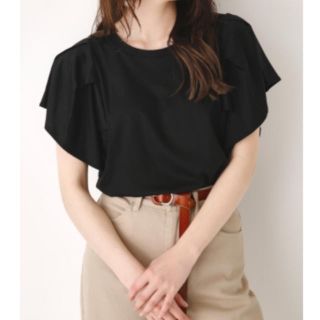 スライ(SLY)のSLY  TUCK FRILL CUT TOPS BLK(カットソー(半袖/袖なし))