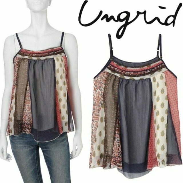 Ungrid(アングリッド)の【未使用】 ungrid パッチワークシフォンキャミ レディースのトップス(キャミソール)の商品写真