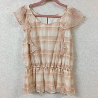 プロポーションボディドレッシング(PROPORTION BODY DRESSING)のピンク チェック シフォン プルオーバー  ブラウス (シャツ/ブラウス(半袖/袖なし))