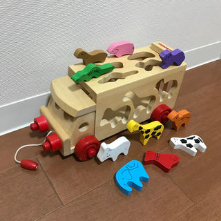 ミキハウス(mikihouse)のミキハウス 木製 車 動物 パズル(知育玩具)