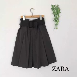 ザラ(ZARA)のZARA  ベルト付き！膝丈フレアースカート(ひざ丈スカート)