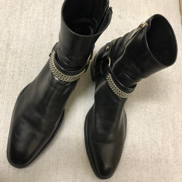 高い素材 Saint Laurent 41 チェーンリングブーツ 13AW Paris Laurent