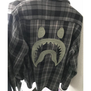 アベイシングエイプ(A BATHING APE)の【最安値】 BAPE shark flannel shirt シャークシャツ(シャツ)