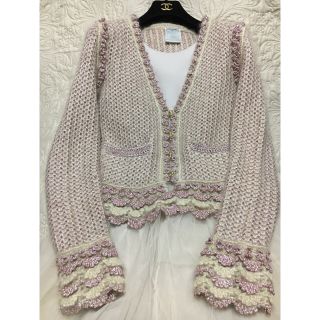 シャネル(CHANEL)のBebe.papy様ご専用☆ シャネル 美品 かぎ編み ラメ カーディガン 38(カーディガン)