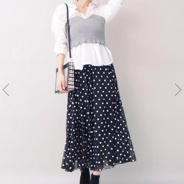 COCODEAL フラワー刺繍ギャザーロングスカート