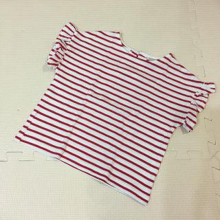 プティマイン(petit main)の専用  110♡petit main 袖フリルボーダーカットソー(Tシャツ/カットソー)