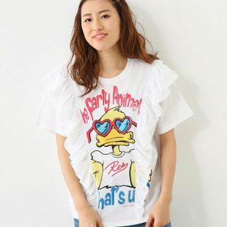 ロデオクラウンズワイドボウル(RODEO CROWNS WIDE BOWL)の今期新作✩RODEO CROWNS✩RCWBパーティーアニマルフリル切替Tシャツ(Tシャツ(半袖/袖なし))