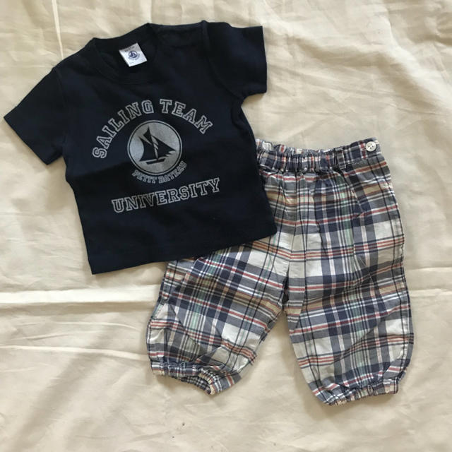 PETIT BATEAU(プチバトー)のPETIT BATEAU プチバトー 半袖半パンセット キッズ/ベビー/マタニティのベビー服(~85cm)(パンツ)の商品写真