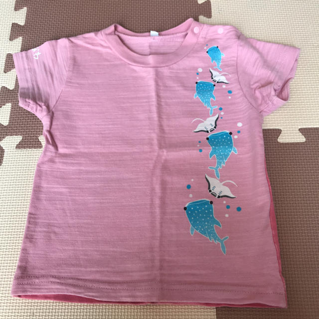 ジンベエザメ 沖縄 Tシャツ ピンク 90 キッズ/ベビー/マタニティのキッズ服女の子用(90cm~)(Tシャツ/カットソー)の商品写真
