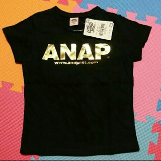 アナップキッズ(ANAP Kids)の新品♡ANAP☆ブラックロゴＴシャツ110(Tシャツ/カットソー)