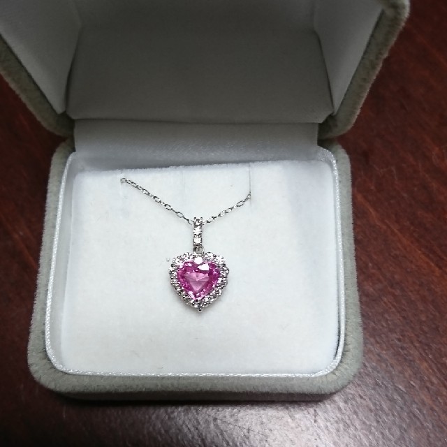 1.38ct ピンクサファイア  ネックレス ペンダント ハートシェイプ ダイヤ レディースのアクセサリー(ネックレス)の商品写真