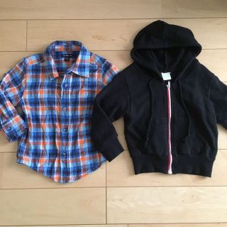 ベビーギャップ(babyGAP)のbabygapギャップベビースキップランド長袖パーカーチェックシャツ80㎝男の子(その他)