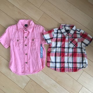 ベビーギャップ(babyGAP)の新品美品GAPbabyギャップ90㎝半袖チェックシャツ2枚セットピンクバーバリー(その他)