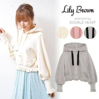 リリーブラウン(Lily Brown)のLily Brown(リリーブラウン)袖フリルデザイン裏毛トップス(パーカー)