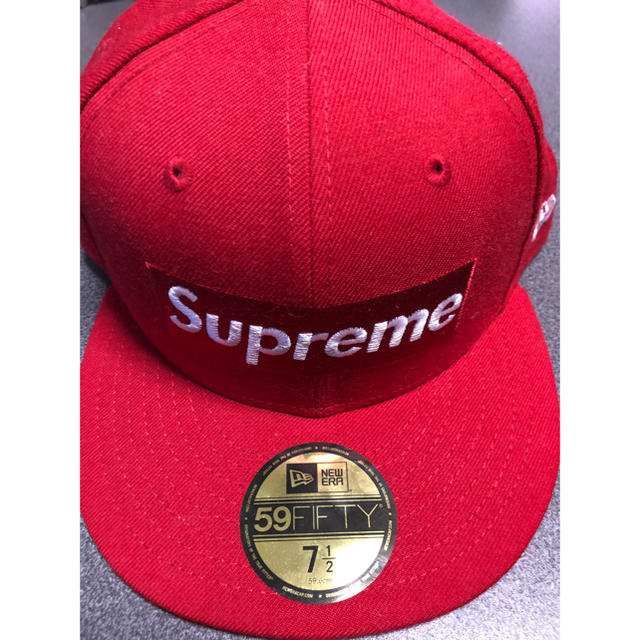 supreme NEWERA CAP rip boxlogo 7 1/2 赤