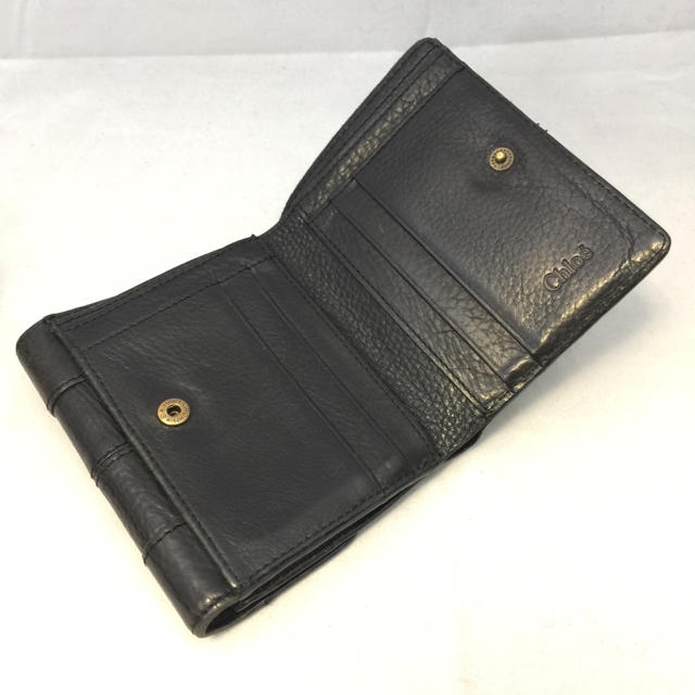 Chloe(クロエ)のクロエ 黒レザー コンパクト折財布 レディースのファッション小物(財布)の商品写真