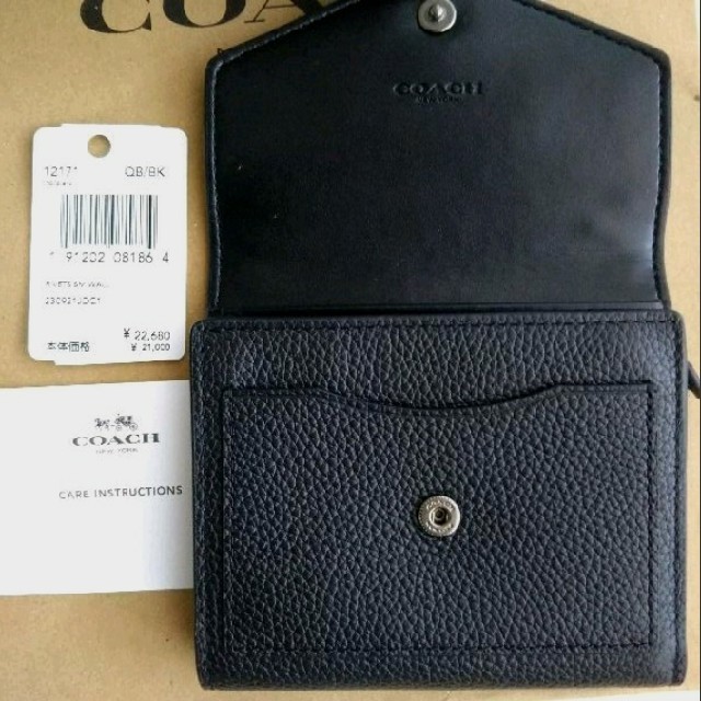 COACH 折り財布 新品 ブラック 新作 レザー 黒 レディース