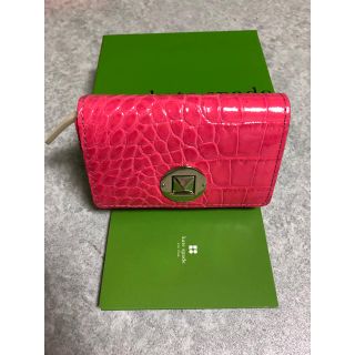 ケイトスペードニューヨーク(kate spade new york)のケイトスペード 財布 長財布 レザー レッド×ゴールド リボン L字ファスナー(財布)