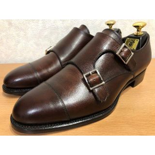 【美品】三陽山長 ダブルモンク 源之介 ネイビー サイズ8.5【送料無料】