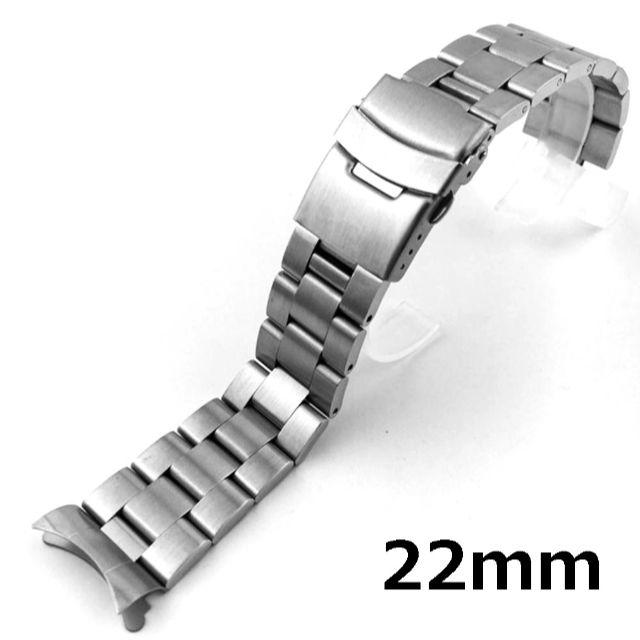 腕時計 3連 交換ベルト 22mm シルバー 弓カン 無垢 ステンレス メンズの時計(金属ベルト)の商品写真