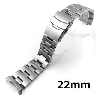 腕時計 3連 交換ベルト 22mm シルバー 弓カン 無垢 ステンレス(金属ベルト)
