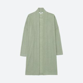 ユニクロ(UNIQLO)の未使用新品★ユニクロ☆リネンブレンドストールカーディガン★ナチュラル系グリーン(カーディガン)