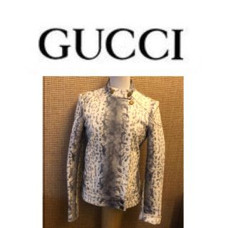 グッチ(Gucci)のGUCCIパイソン柄ラムレザージャケット(ライダースジャケット)