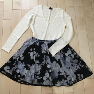 トランテアンソンドゥモード(31 Sons de mode)の花柄シフォンスカート♡(ひざ丈スカート)